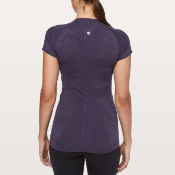 Lululemon Swiftly Tech Short Sleeve Crew Dark Court Purple / Black Size 6 - Picture 2 of 9